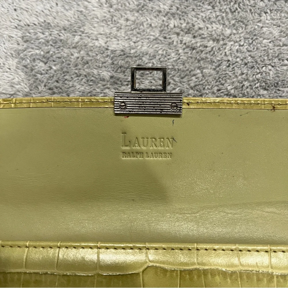 Lauren Ralph Lauren croc embossed wallet green yellow with insert